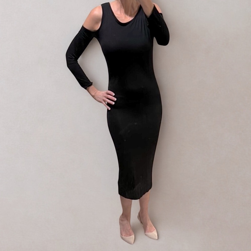 Retrod bodycon women’s midi / maxi dress Black Long Sleeve